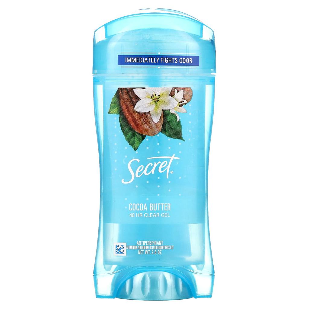 Secret 48-hour Clear Gel Deodorant, Cocoa Butter, 2.6 Oz.