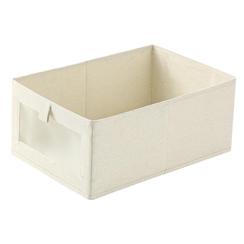 Foldable Cotton & Linen Storage Box for Jeans, Books, and Underwear