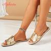 Aphixta Gold Weave Design Women Flat With Slippers Summer Beach Slides Flat Slippers Colorful Bohemian Ladies Shoes
