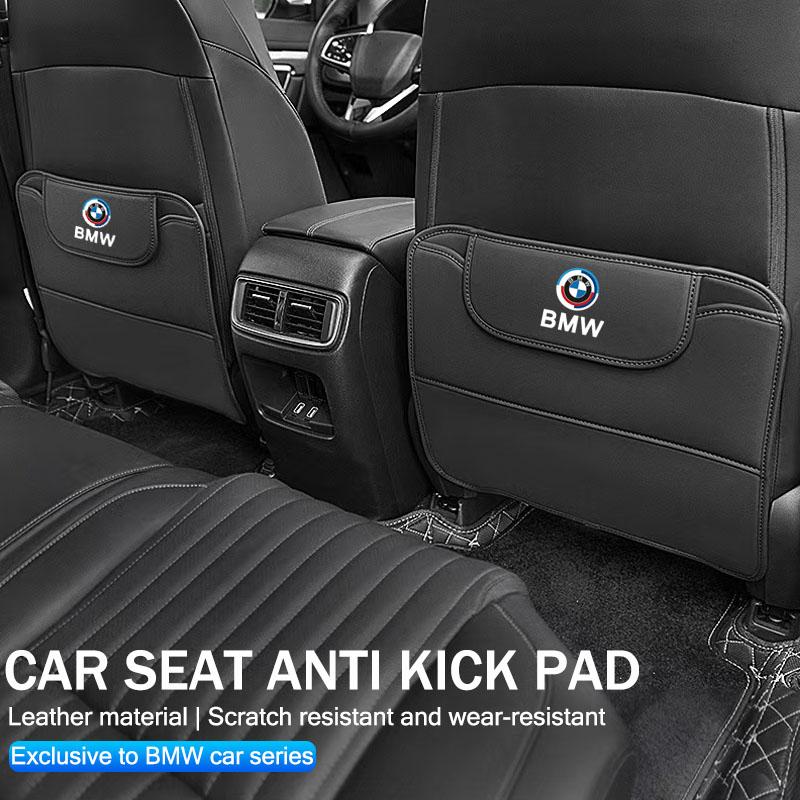Leather Car Anti-Kick Mat With Storage Bag Auto Accsesories For BMW 50th Anniversary Edition E46 E53 E90 E60 E93 G01 G20 X3 F30