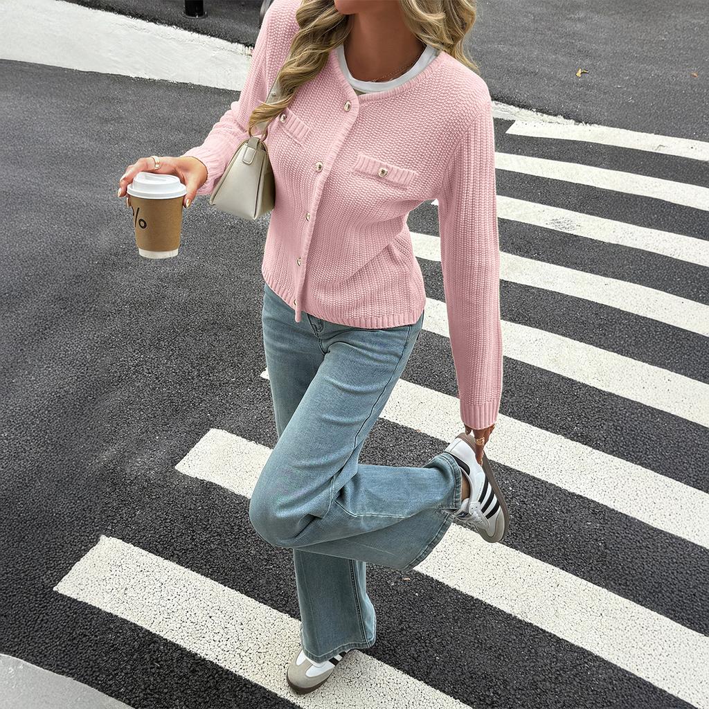 Casual Woolen Long-sleeved Coat Sweater for Women 2025 Autumn and Winter