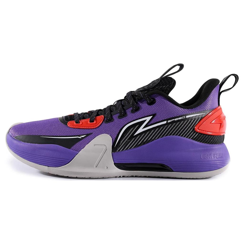 Li Ning Flash 7 Anti-Slip Shock Absorption Durable Low-Top Basketball Shoes Men Sneakers Purple Black ABPT013-7