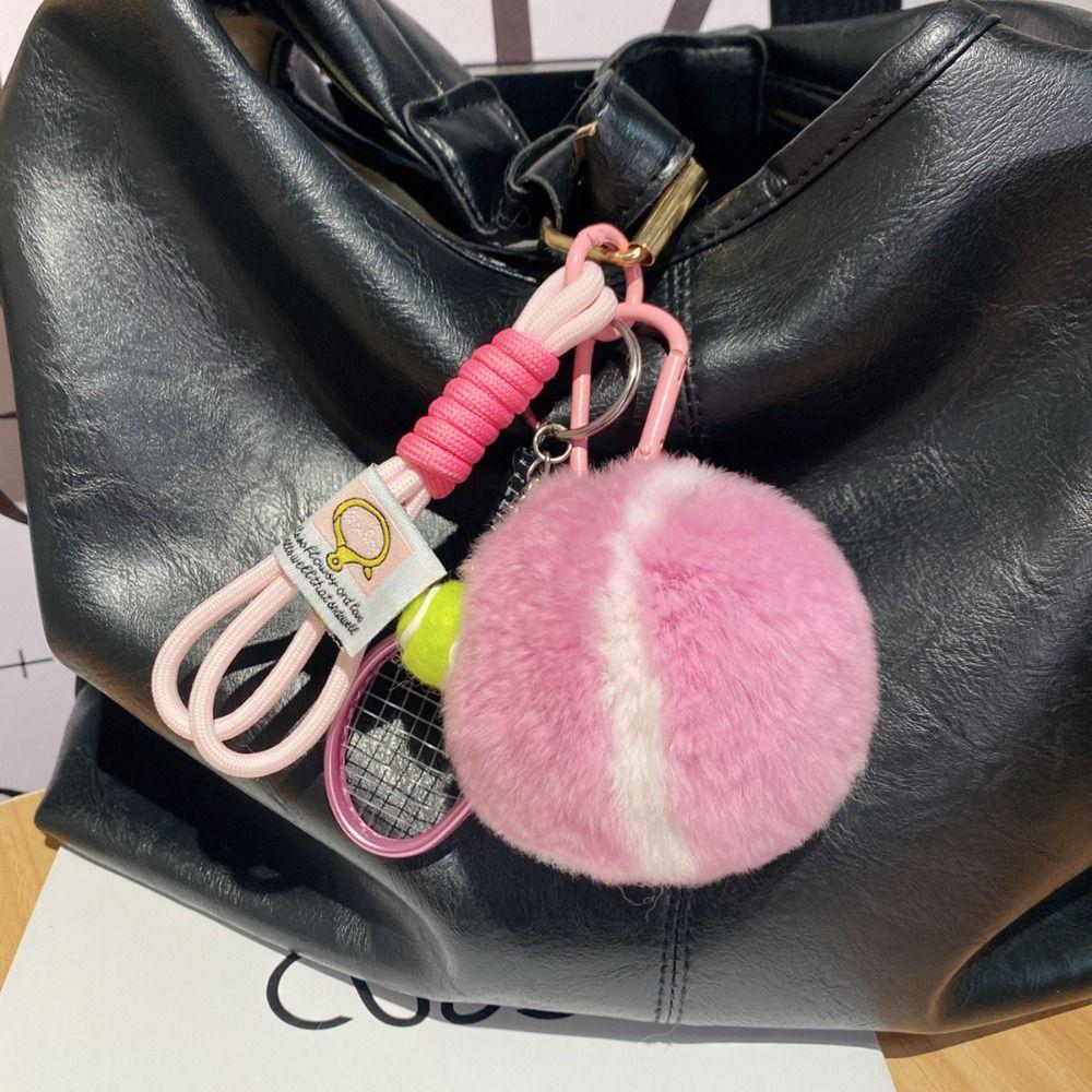 Backpack Hanging Tennis Ball Plush Pendant Anti Lost Plush Tennis Keychain Creative Gift