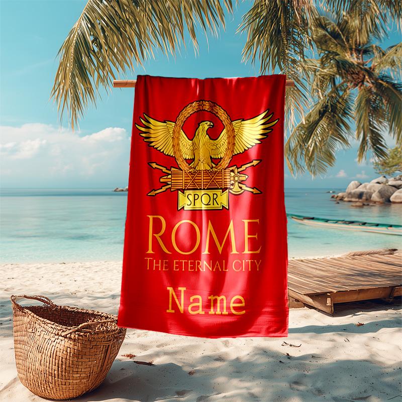 Personalized customized proof beach towel with SPQR logo pattern - soft, absorbent,quick-drying,perfect swimming,camping&bathing