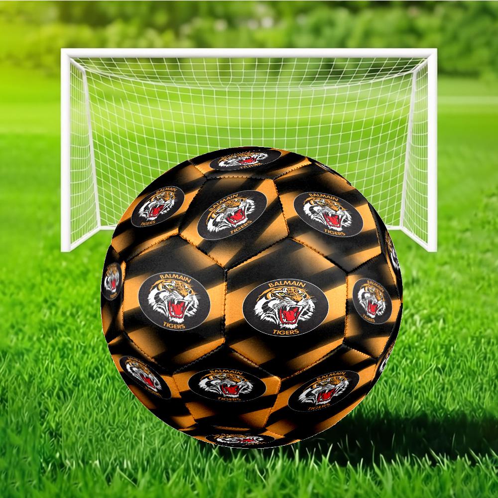 Wests Tigers Roar Strength And Pride Soccer Ball Size 5 Soccer Ball, Machine-stitched, Durable, Suitable for Training and Matches Fan Gift