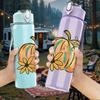 1PC Autumn Pumpkin Floral Art 750ml Color Plastic Sports Water Bottle Leakproof Flip Straw Lid Suitable for Sports Office Home Use