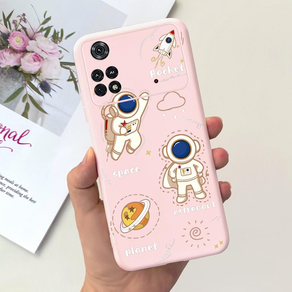 For Xiaomi Poco M4 Pro 4G Case Little Daisy Astronaut Pattern Soft Silicone Covers For Xiaomi Poco M4Pro 6.43"Bumper Phone Cases