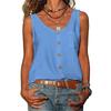 Летний Новый Однотонный Жилет с V-образным вырезом, на пуговицах, без рукавов, с карманом, майка, футболка для офисной леди, для поездок на работу, с открытыми плечами, простая блузка