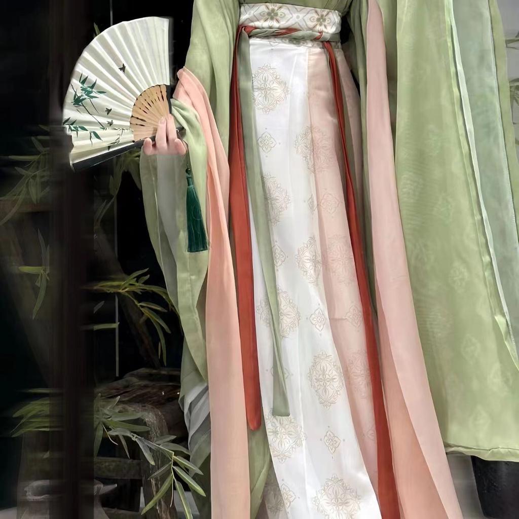 Женский повседневный костюм в стиле ханьфу с широкими рукавами и цельной юбкой в стиле китайской династии Вэй и Цзинь