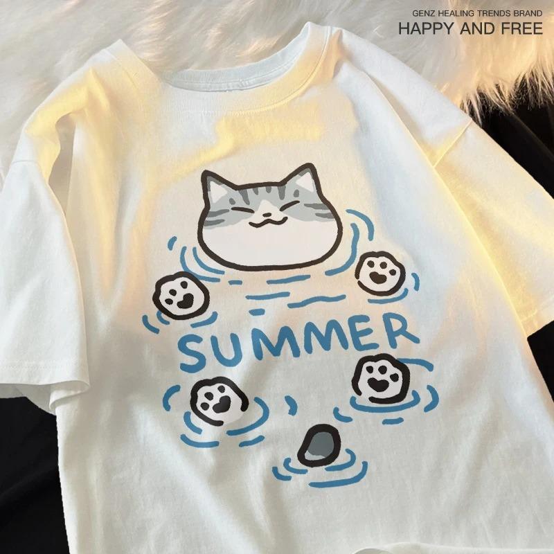 Floating Cat and Dog Original Chai Dog Beauty Short Sleeve Tshirt for Unisex Unisex Casual Loose Summer Breathable Tee