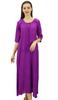 Bimba Women Rayon Purple Night Gown 3 4 Sleeve Long Maxi Night Dress