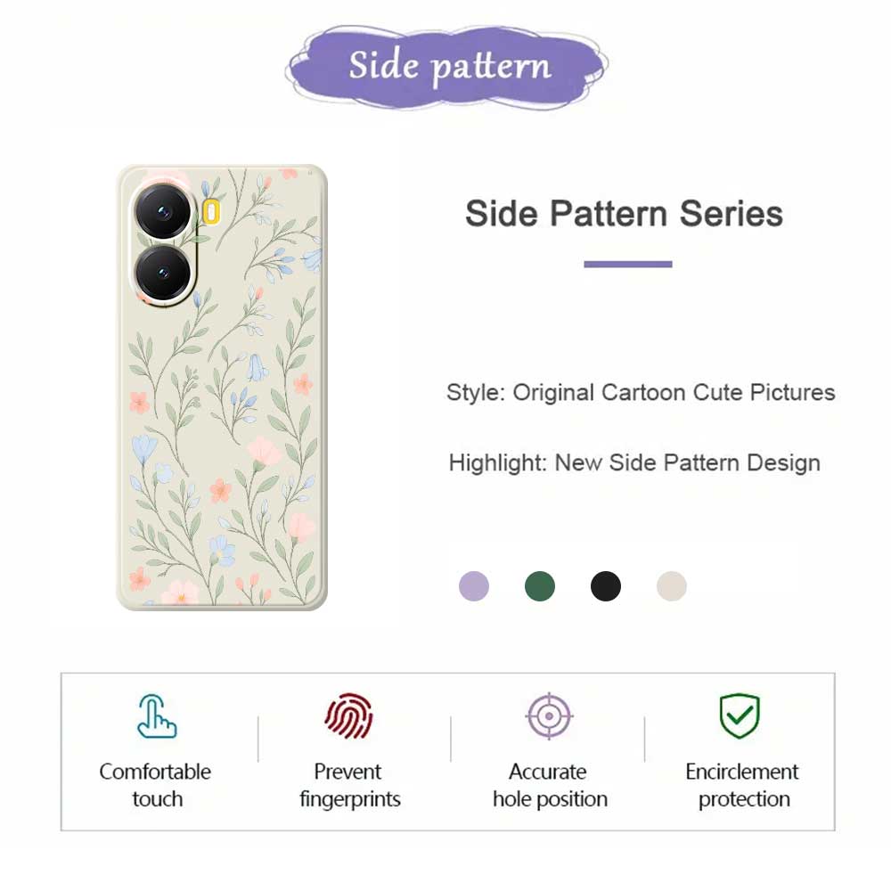For Xiaomi Redmi Turbo 4 5G/Poco X7 Pro 5G Case Pink Blue Flowers Pattern Printing Straight Edge TPU Phone Back Cover
