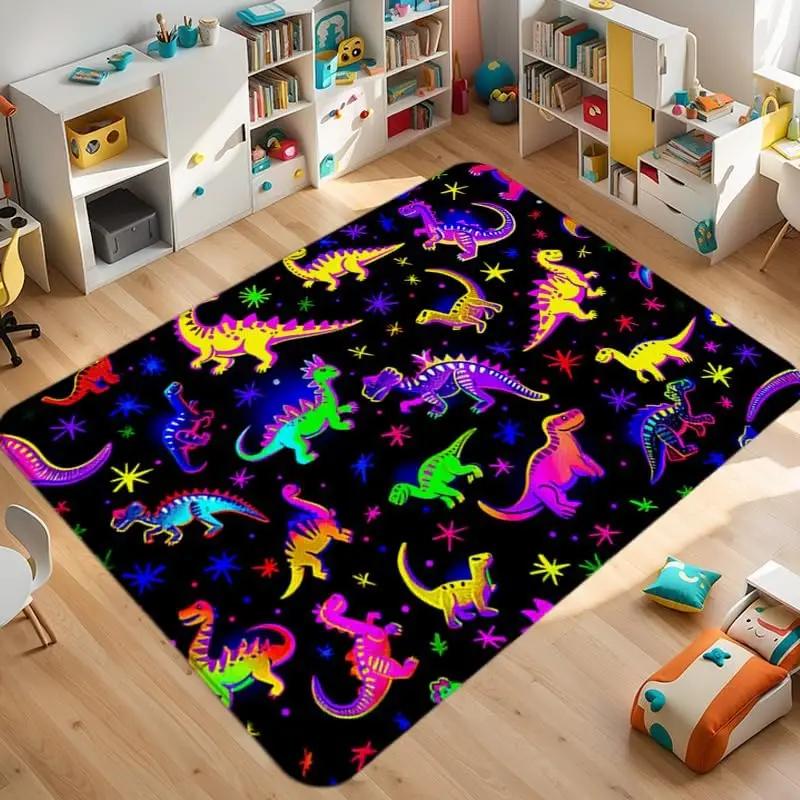 Dinosaur ABC Rug Non-Slip Play Mat Carpet for Boys Bedroom Kids Playroom Living Room Classroom Area Floor Mat Home Decor Doormat