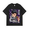 275 GSM Washed T-shirts 100% Cotton Jujutsu Kaisen V53 Yuta Print Unisex Heavy Cotton T Shirt