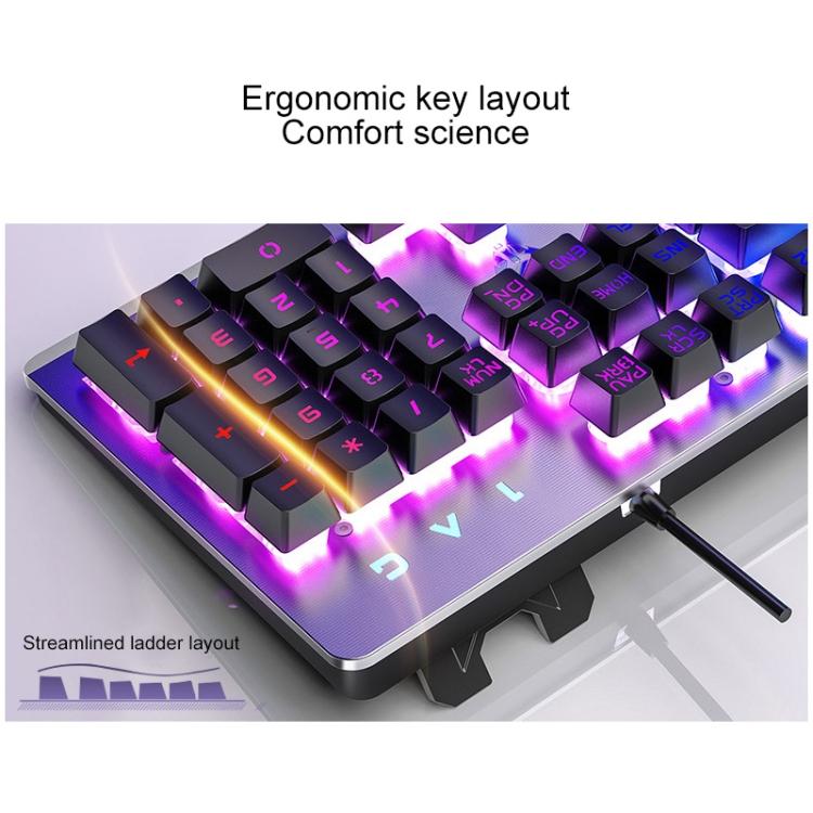 K002 USB Wired Keyboard Mouse Combo, RGB Backlight Mechanical Feel Keyboard + 7-Key Optical Silent Mouse Set, Adjustable DPI for Desktop Notebook