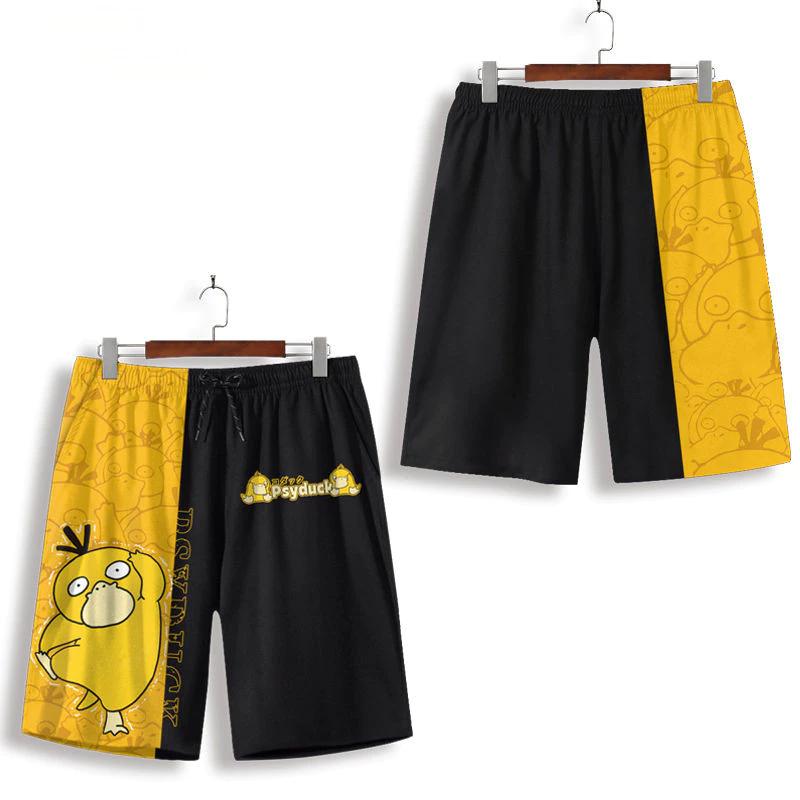 Japanese Anime Cartoon Psyduck Muay Thai Kickboxing Training Shorts Print Martial Art Boxer Unisex Men Women Kid Fighting Fitness Sport Gym Workout