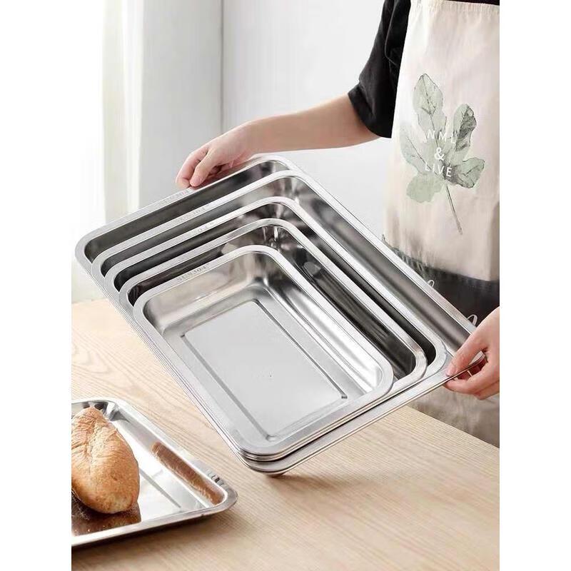 HANDUNYOU Extra Thick Rectangular Stainless Steel Tray