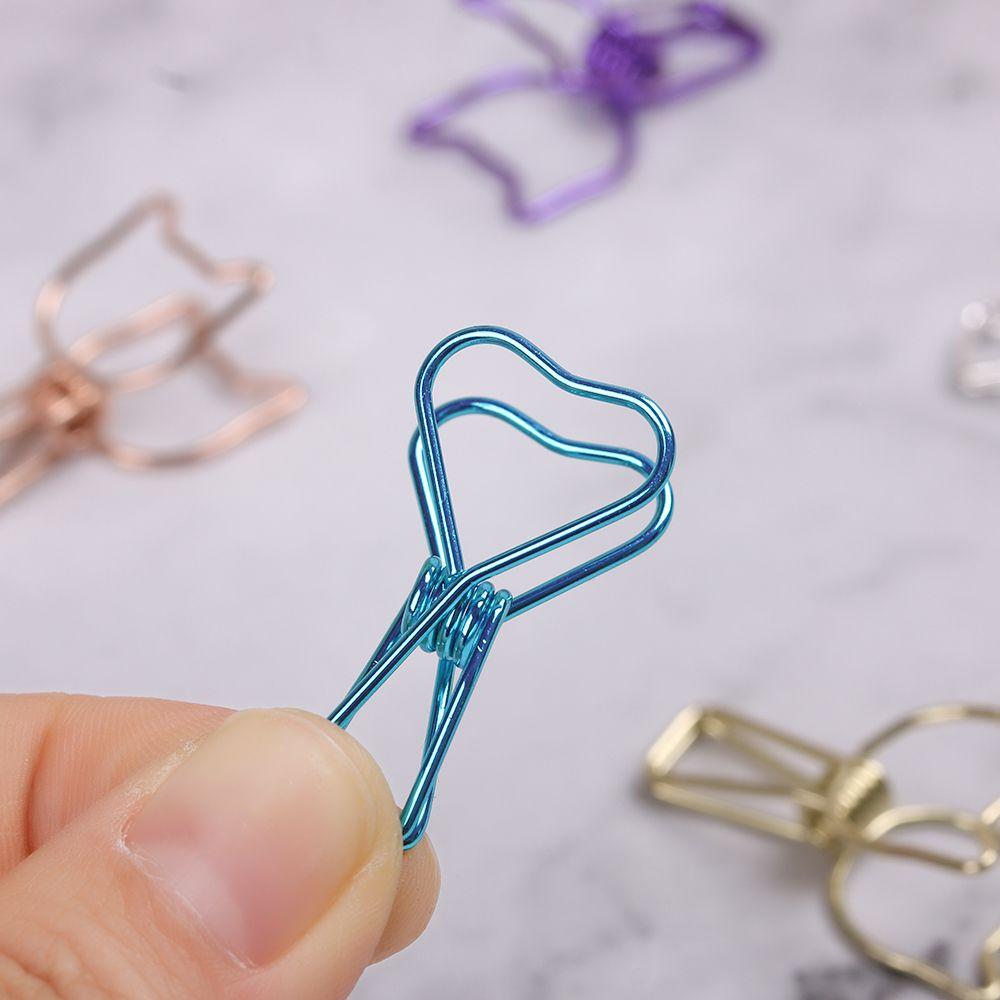 DIY School Stationery Solid Color Metal Fish Clip Office Supply Binder Clip Hollowed Out Design
