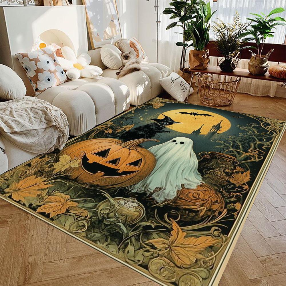 1 шт. Ретро Хэллоуин Тыква Привидение Ковер Коврик Нескользящий Мягкий Домашний Декор для Гостиной Спальни В помещении