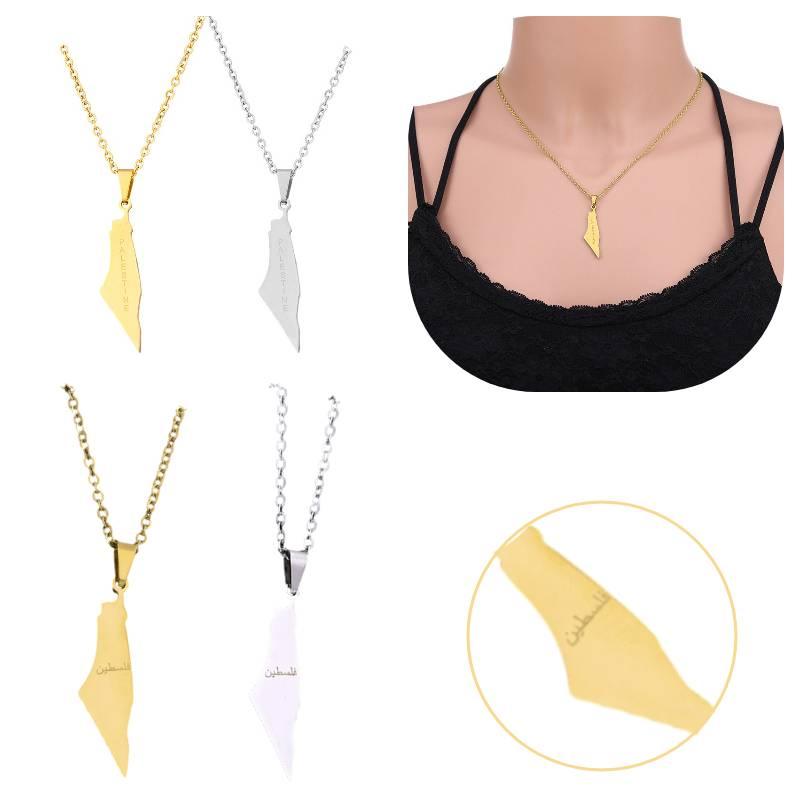 Стильное геометрическое ожерелье-подвеска в виде карты из нержавеющей стали для женщин Израиль и Палестина