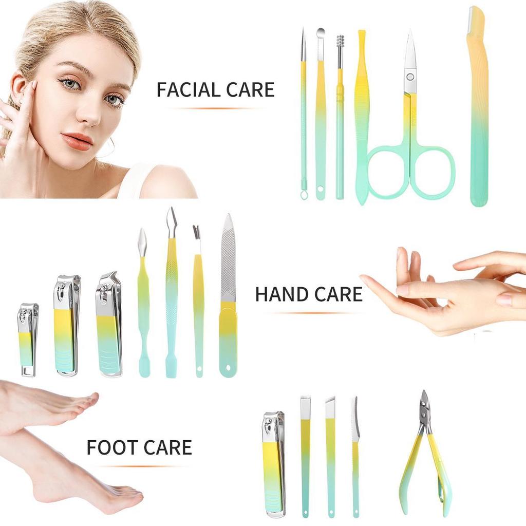 7/10/12/18 Pieces Brand New Gradient Colour Nail Clipper Set, Stainless Steel Manicure Tools Pedicure Tools, Men Women Personal Beauty Care Tools
