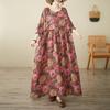 2025 Plus Size Summer Dress Women Elegant Vintage Long Flower Printing Dress Loose Casual Dress Maxi