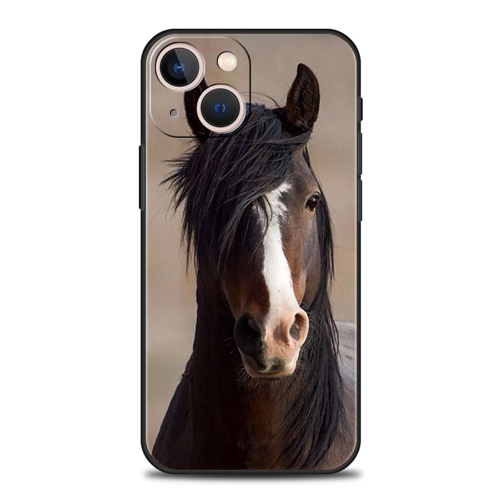 Чехол для телефона с лошадью для iPhone 17 16 15 Pro Max 11 12 13 14 7 8 Plus SE 2020 X XR XS Мягкий Черный