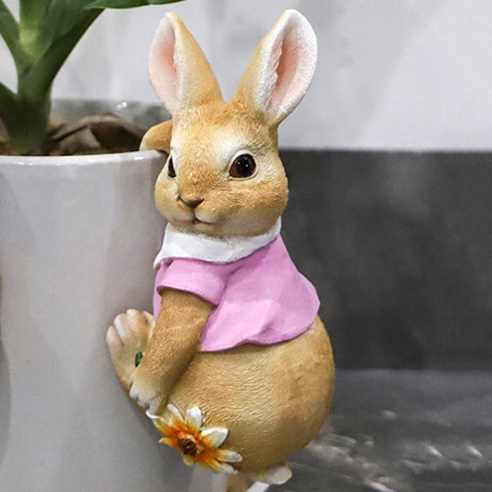 Cute Rabbit Creative Sculpture Garden Supplies Resin Figurine Decoration Craft Handicraft Waterproof for Outdoor Indoor Yard