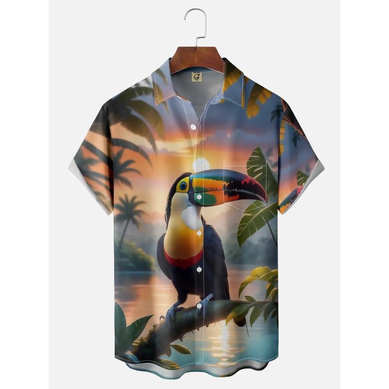 Мужская рубашка Hawaii с 3D-принтом и забавными мультяшными животными, топы с короткими рукавами, летняя повседневная мужская одежда, уличная модная рубашка для мальчиков