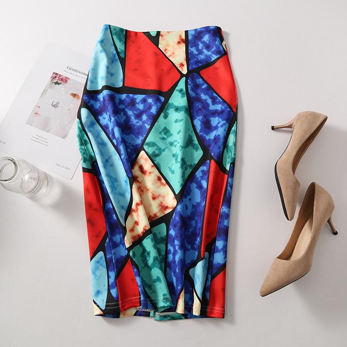 Женская юбка-карандаш с цифровым принтом, юбка-полудлина и облегающая юбка OL.