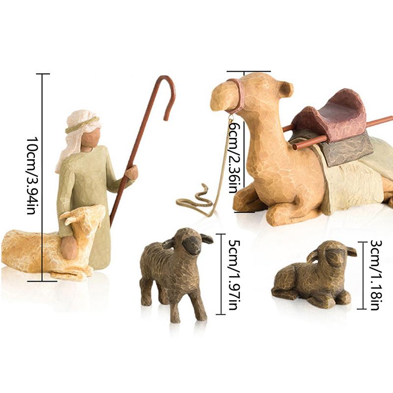 Desk Decor Hand Painted Decor Baby Jesus Manger ,Resin Ornament Nativity Figures Statue Set