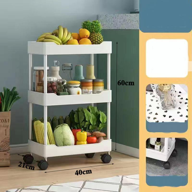 Тележка для хранения, многофункциональная, большая вместимость, экономия места, 3/4-уровневая передвижная напольная передвижная вертикальная полка для хранения для кухни