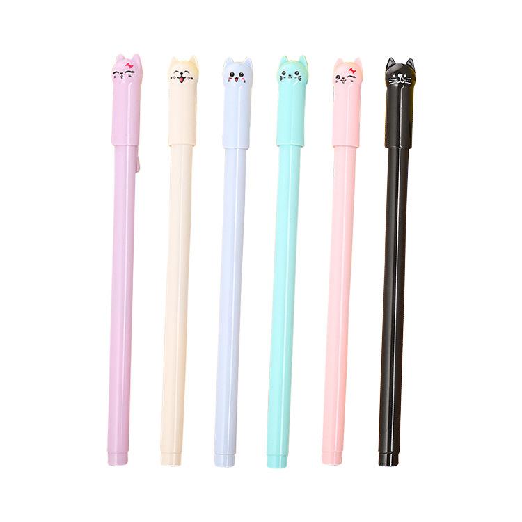1/3/6 PCS Creative Stationery Pen Cute Cartoon Cat Pen Cap Office Neutral Pen Signature Pen