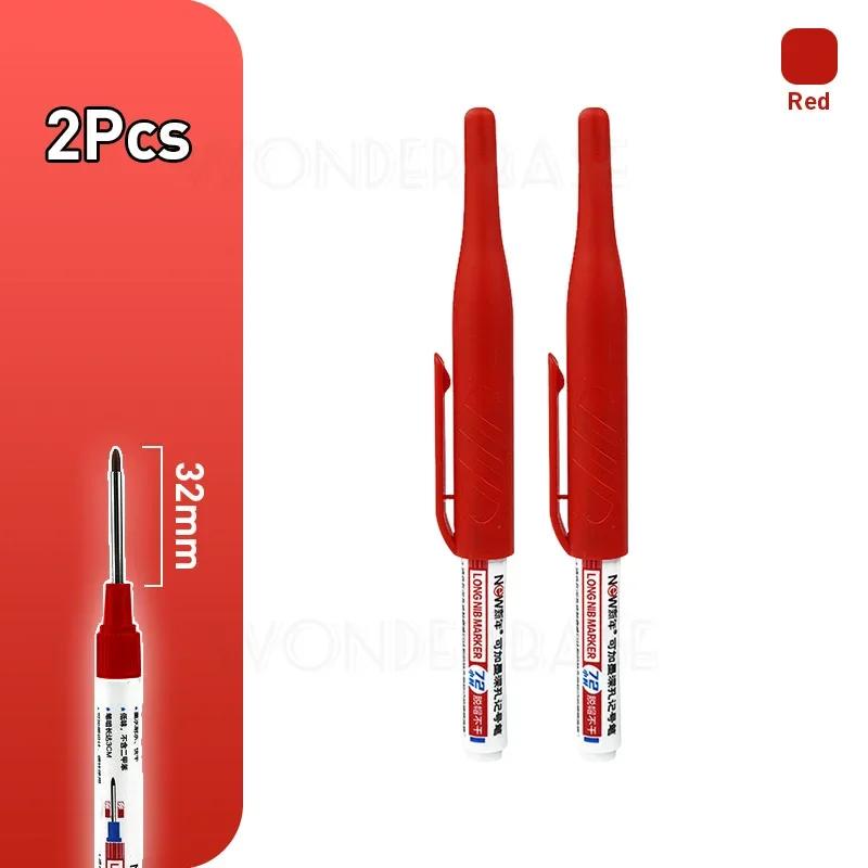 1-8Pcs 4 Colors 32mm Deep Hole Marker Pens Bathroom Waterproof Woodworking Tile Metal Multi-purpose Long Head Oil Markers Pen
