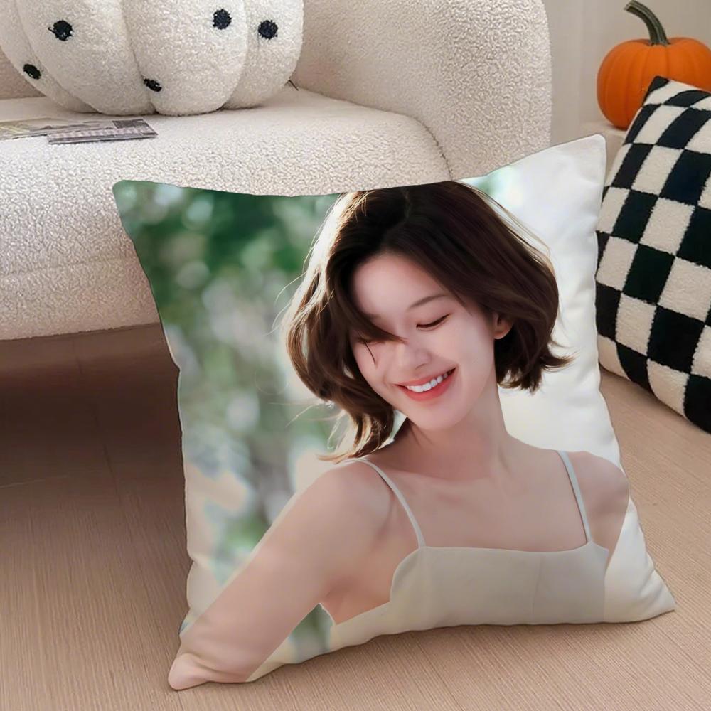 Cute Talented Chinese Beautiful Actress RRosy Cushion Cover Throw Pillow Cover Hidden Button Durable Polyester Chair Cushion