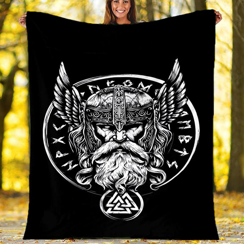 Viking Theme Printed Blanket - Perfect for Couch, Bed, Travel & Outdoor Use | Machine Washable, Cozy & Durable.