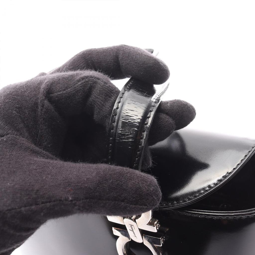 Used Salvatore Ferragamo Gancini Handbag leather Black Used Women
