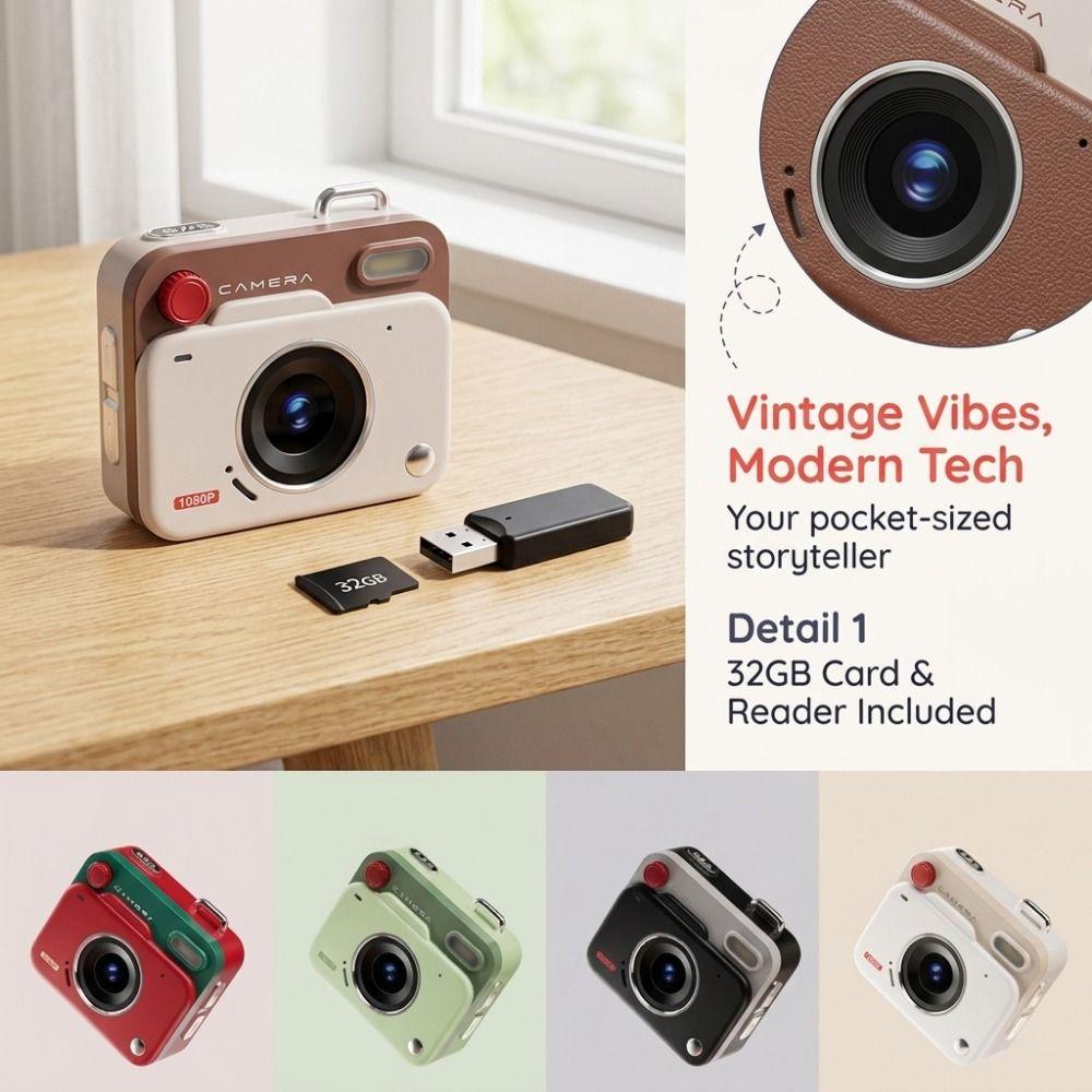 High Pixel Mini Digital Camera 1080P High Definition CCD Camera Pocket Camera Retro Camera Student