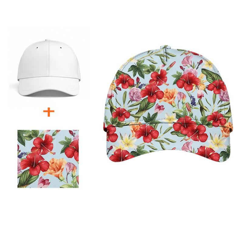 Unisex Foldable Baseball Cap With Botanical Print Digital Outdoor Sun Protection Hat Adjustable Short Brim