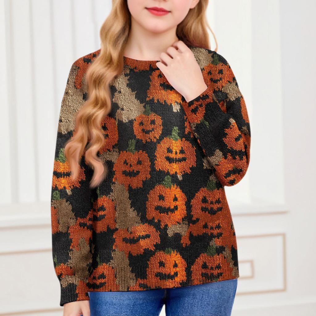 Свитшоты для детей, мальчиков и девочек, вязаный свитер, симпатичная рубашка, осенний свитер с круглым вырезом, топы