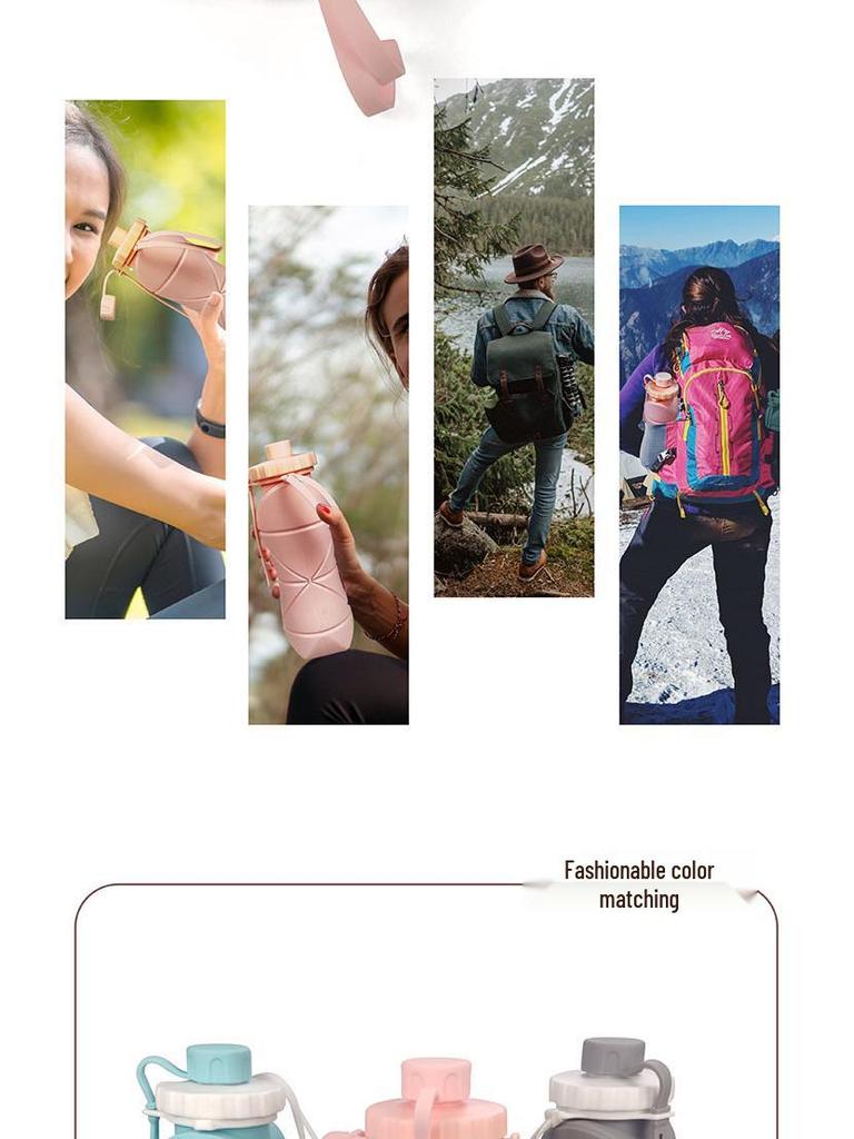 Складной силиконовый стакан для воды - Портативный дизайн «Бриллиант», Спортивная бутылка большой вместимости для велоспорта