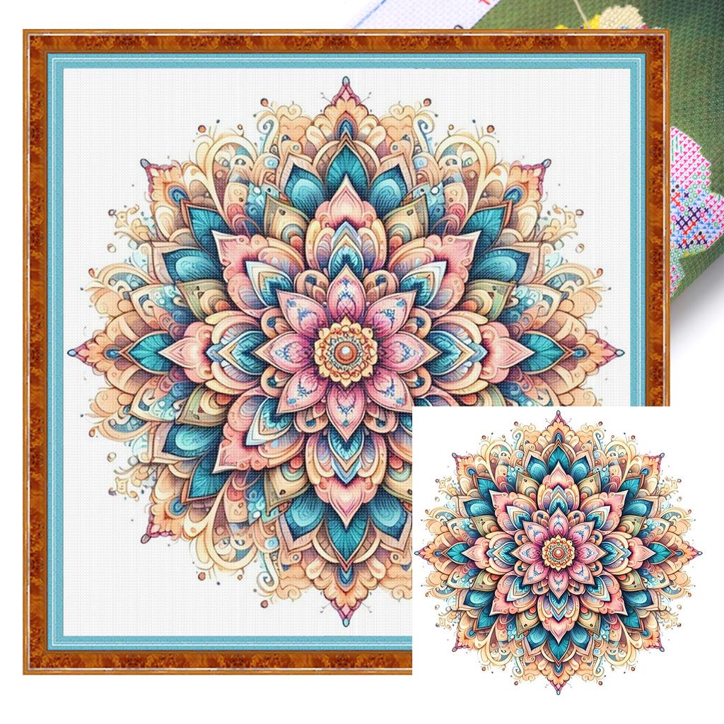 Мандала Полный 11CT DIY Набор для вышивания с нанесенным рисунком 40x40 см Печатные наборы для вышивки крестом для начинающих взрослых Домашний декор