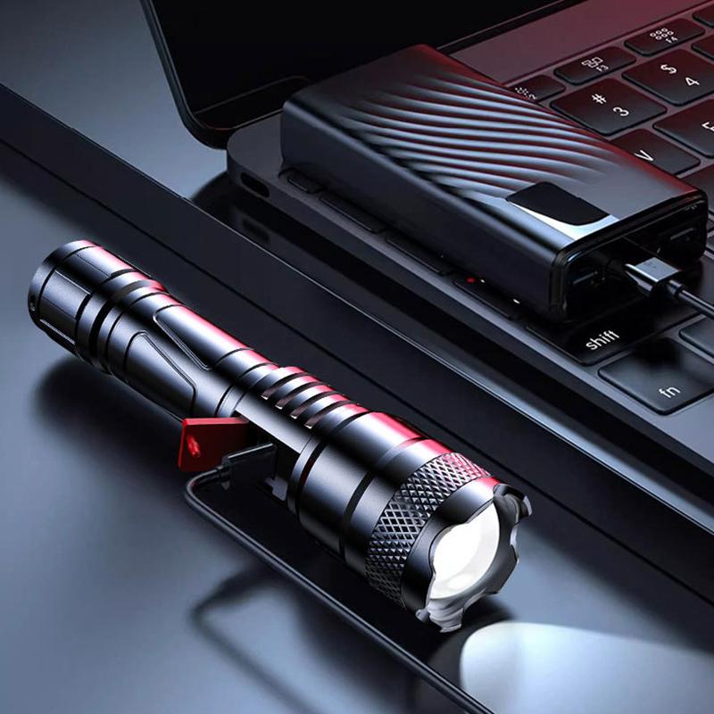 Портативный перезаряжаемый светодиодный фонарик, мощный фонарик, фонарик с зумом, подходит для кемпинга на открытом воздухе, рыбалки, пеших прогулок, морозостойкий