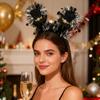 2026 New Year Headband with "Happy New Year" Letters Glitter Tinsel Hairband with Wine Glass Hat Party Headwear for Countdown Celebration