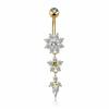 Long Dangled Zircon Belly Button Ring Pink Body Jewelry Sexy Stainless Steel Navel Piercing  Gift