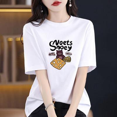 Новая футболка с круглым вырезом и короткими рукавами, женская, для ношения на улице, модная, свободная, летняя