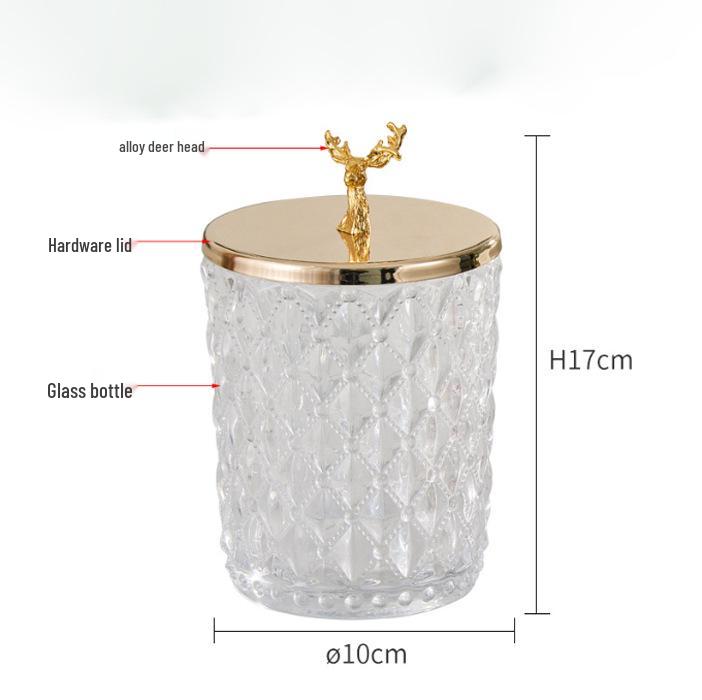 Элегантная скандинавская золотая стеклянная банка для хранения ватных палочек и зубочисток