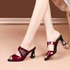 Женская мода милый винно-красный сетчатый дышащий слипоны туфли на высоком каблуке леди повседневные бежевые сексуальные вечерние туфли-лодочки на каблуке ab625