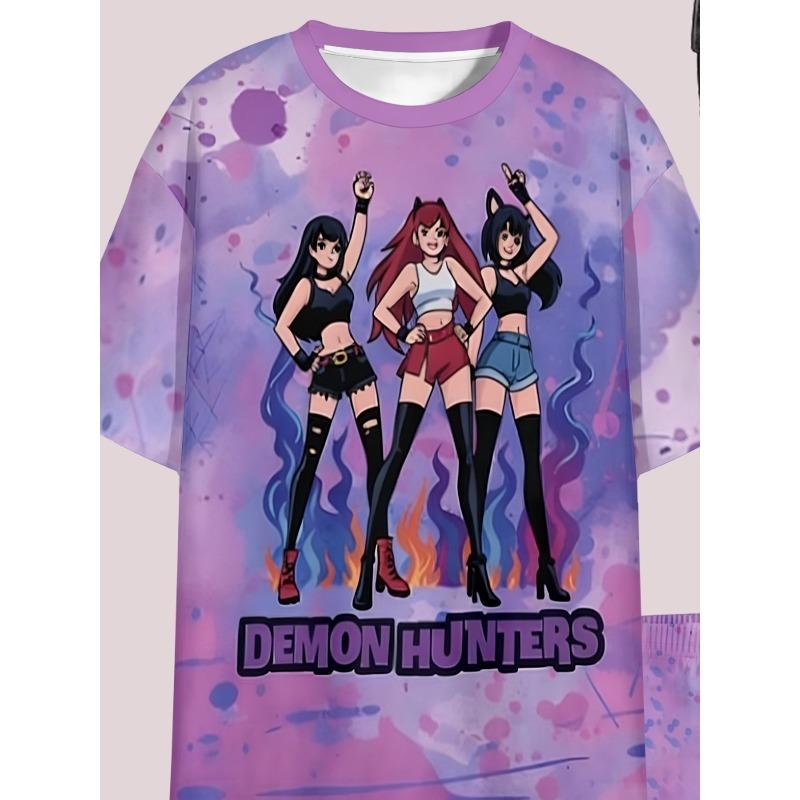 Devil Hunter Anime Printed Casual 2PCS T-shirt and Shorts Set, Suitable for Fans' Birthday Gifts Comfortable Casual Set