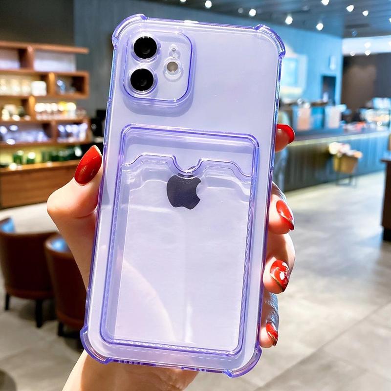 ID Credit Card Holder Clear Phone Case For iPhone 16 Pro Max 15 14 13 12 11 X XR XS 7 8 Plus SE 2020 Wallet Shockproof Cover